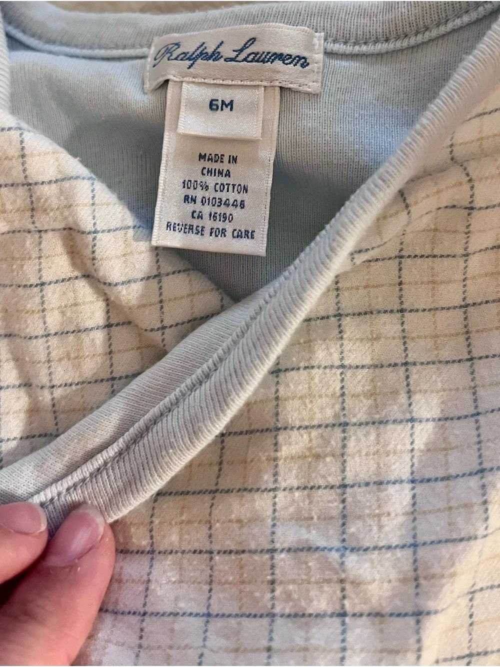 Ralph Lauren Light Blue Grid Baby Layette Set